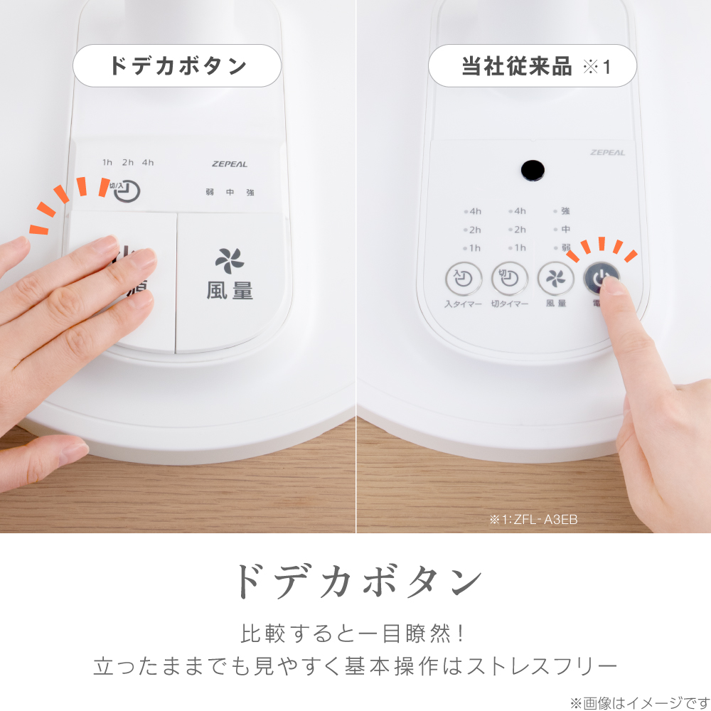 ゼピール ドデカボタン リビング扇風機　ZFL-A2EBC-W