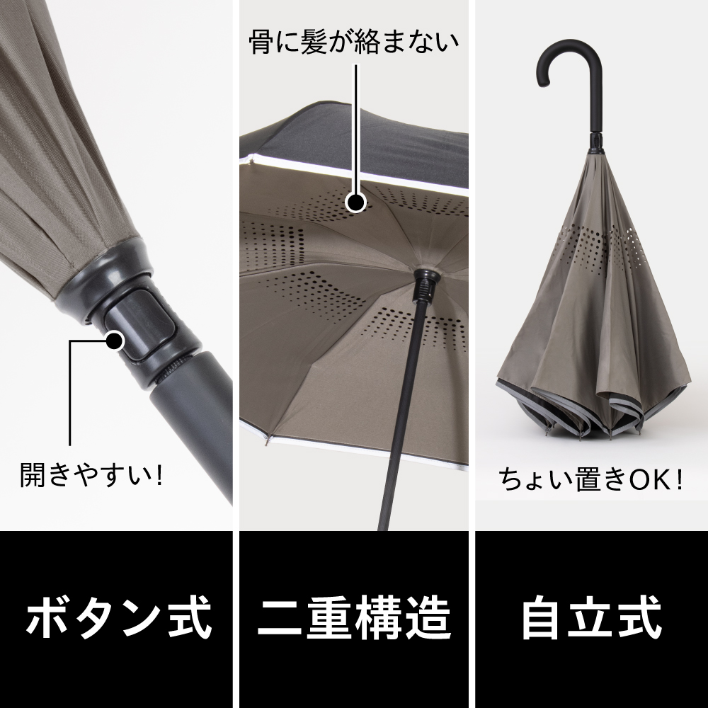 【電響社】晴雨兼用 逆とじ傘 50cm DGU-5C-H