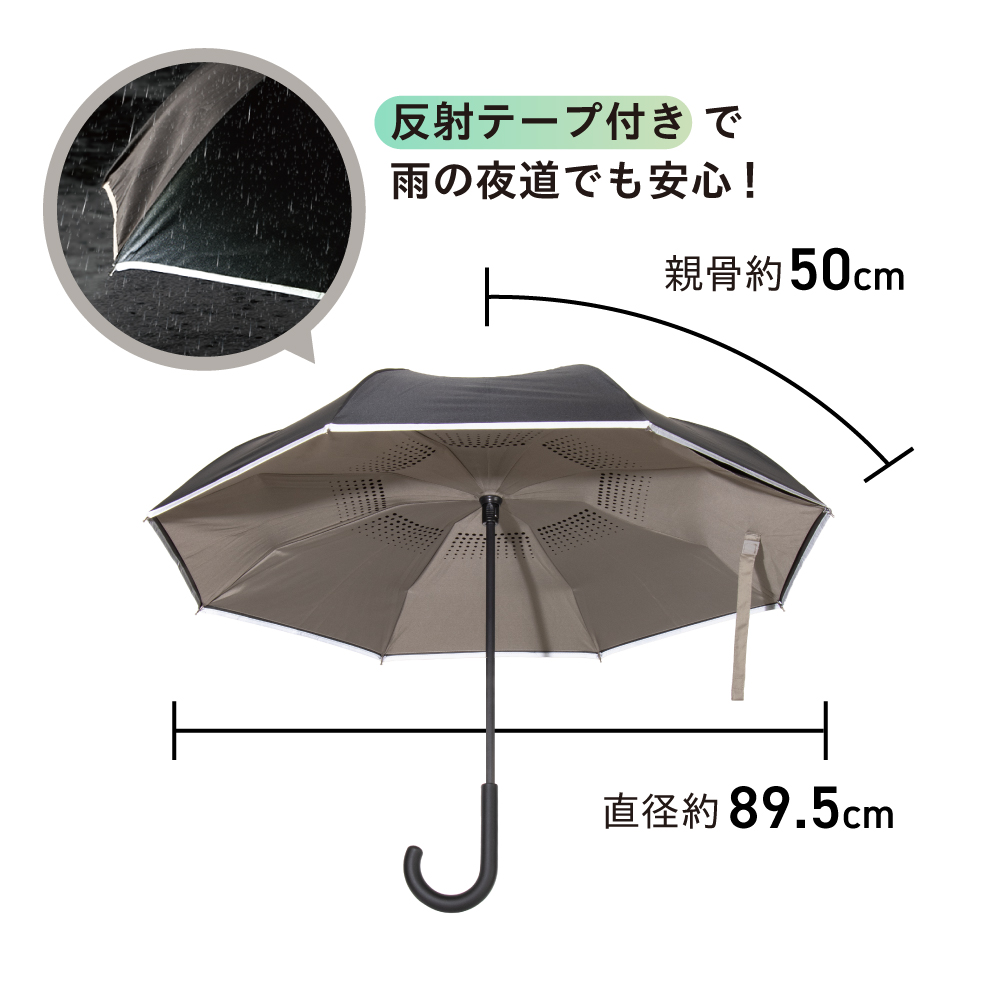 【電響社】晴雨兼用 逆とじ傘 50cm DGU-5C-H
