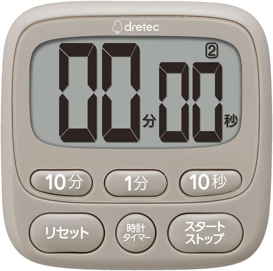 ドリテック 大画面タイマー デジタル 時計付き ベージュ T-612(BE)