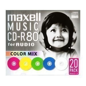 マクセル maxell 音楽用 CD-R 「カラーMIX CD-R」 （80分） （20枚パック） CDRA80MIX.S1P20S