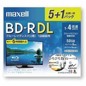 マクセル 4倍速対応 BD-R DL 5+1枚 BRV50WPE.5+1S