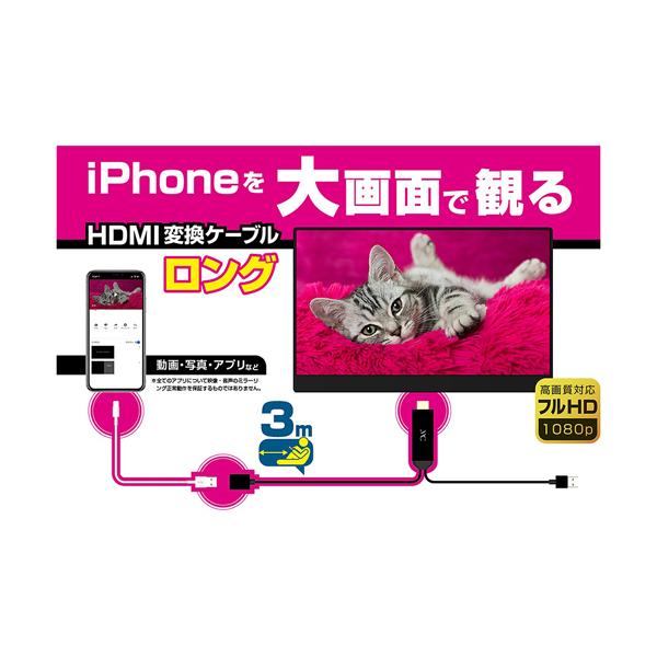 カシムラ iPhoneを大画面で観る HDMI変換ケーブル iPhone専用 3m KD-224(BK)